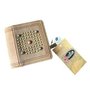 (2) New ▶️ Justin ◀️ Brown Wallet with Studded Accents. Bundle of 2
